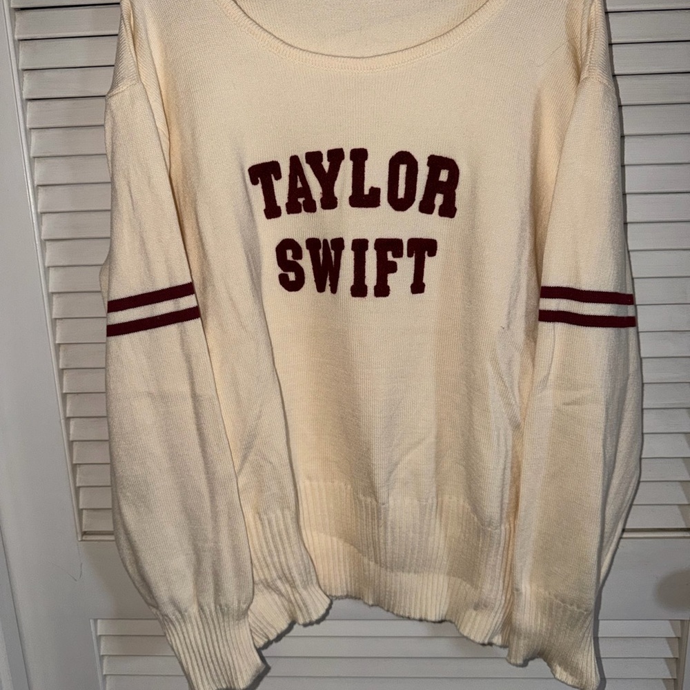 Taylor Swift Cream and Maroon Sweater